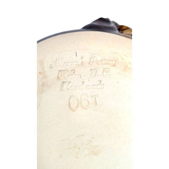 Brown's Pottery signed crock bowl drip glaze handmade Blue Ridge Mountains EUC - Picture 7 of 8